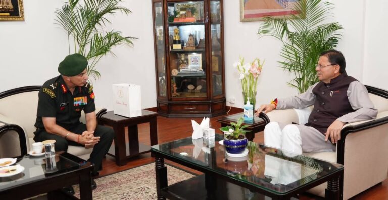 मुख्यमंत्री धामी से उप सेना प्रमुख लेफ्टिनेंट जनरल राजीव घई की शिष्टाचार भेंट…